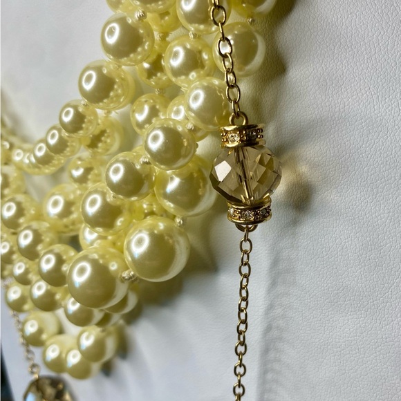 J. Crew Multi-strand Off White Faux Pearl Necklace bundle Brown Faceted Beaded - Picture 9 of 17